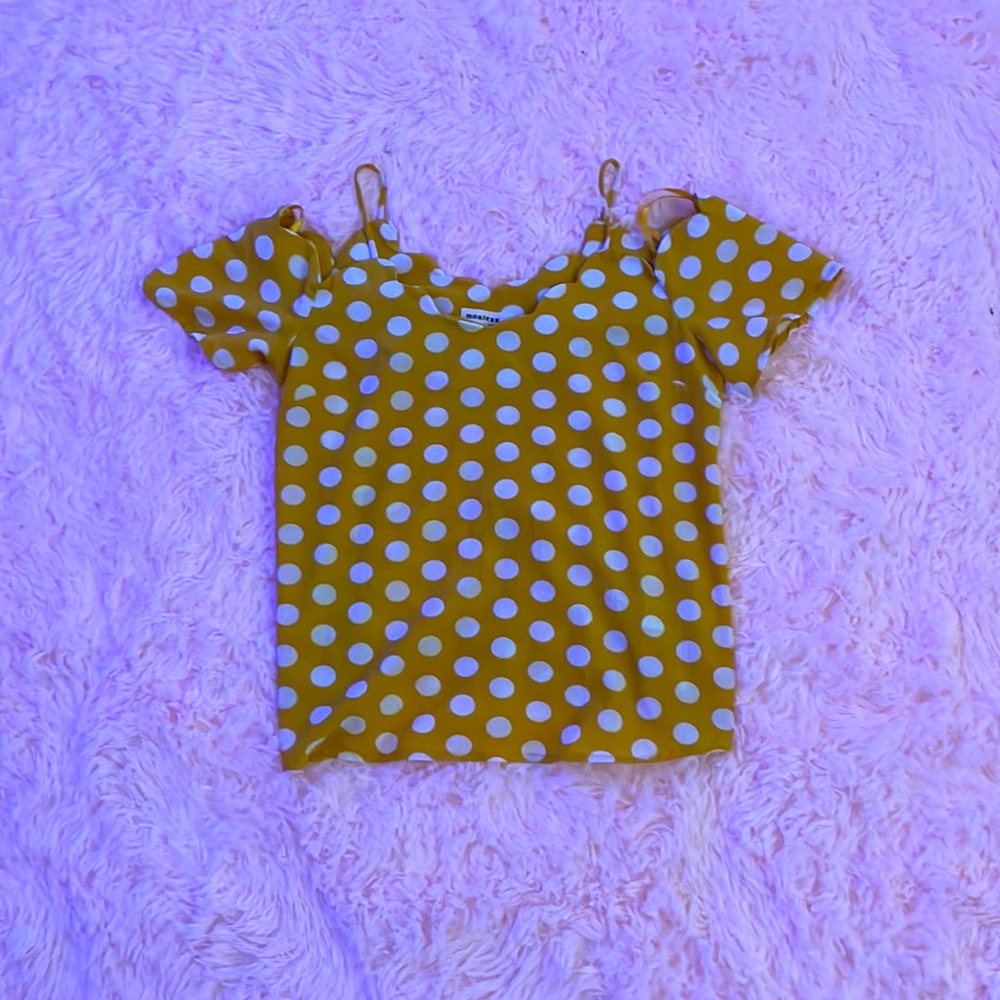 Yellow polka dotted shirt. Size small.